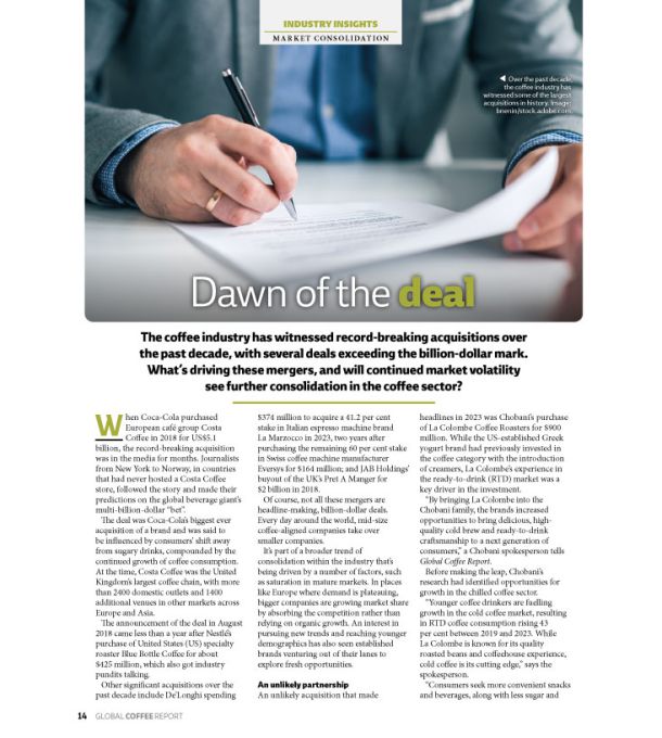 screenshot of article of global coffee report