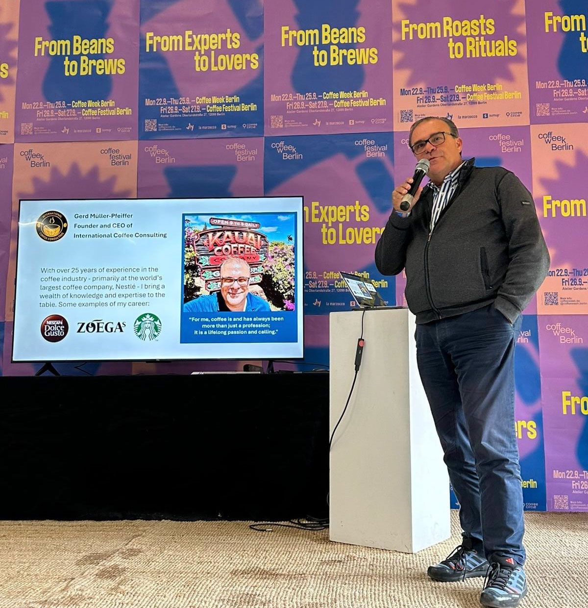 Gerd Müller-Pfeiffer as a keynote speaker at the Coffee Festival 2025 in Berlin